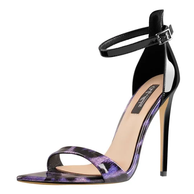 Ankle Strap Pointy Open Toe Leopard thin heels Sandals