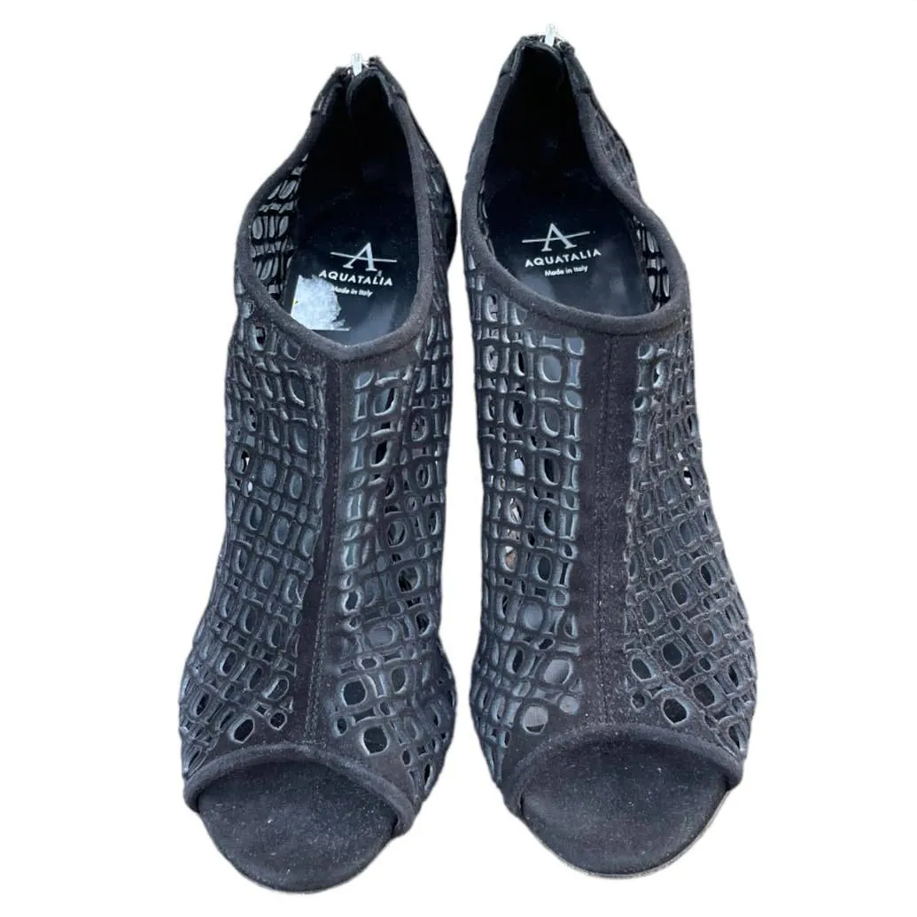 Aquatalia Shelly Lattice Peep Toe Wedge Heels Size 9 New $495
