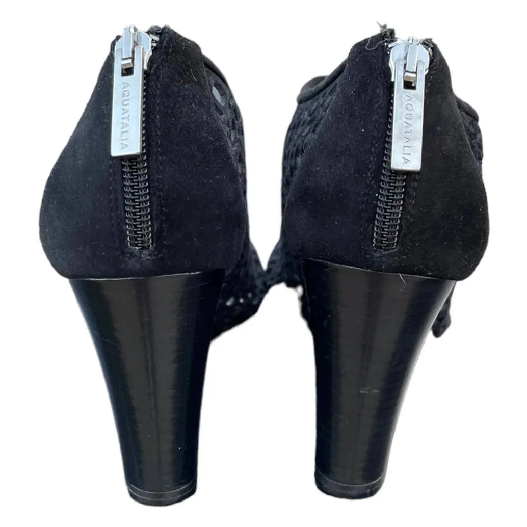 Aquatalia Shelly Lattice Peep Toe Wedge Heels Size 9 New $495