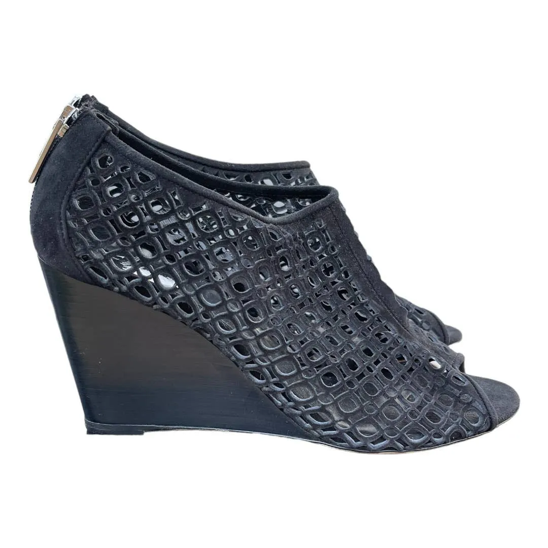 Aquatalia Shelly Lattice Peep Toe Wedge Heels Size 9 New $495