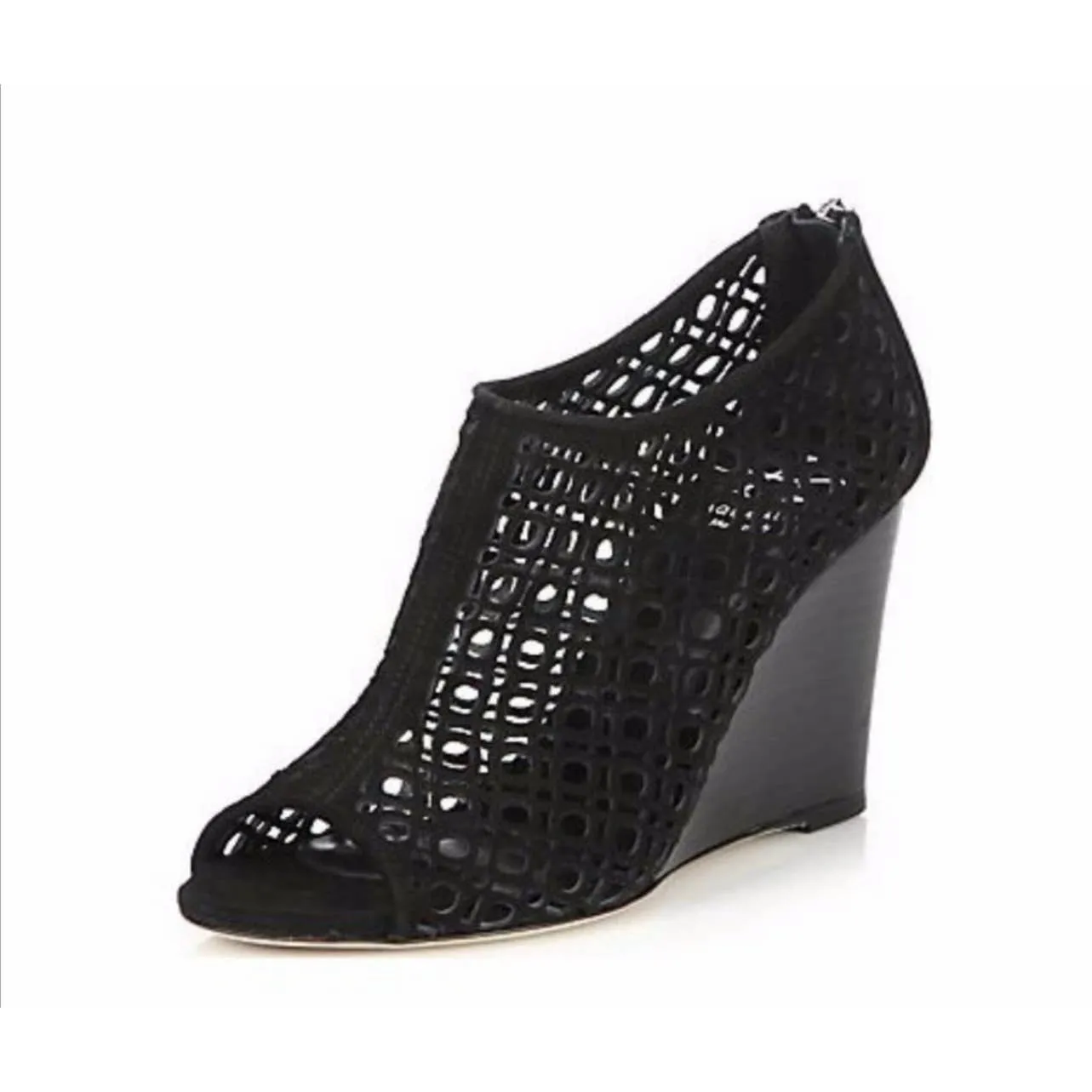 Aquatalia Shelly Lattice Peep Toe Wedge Heels Size 9 New $495