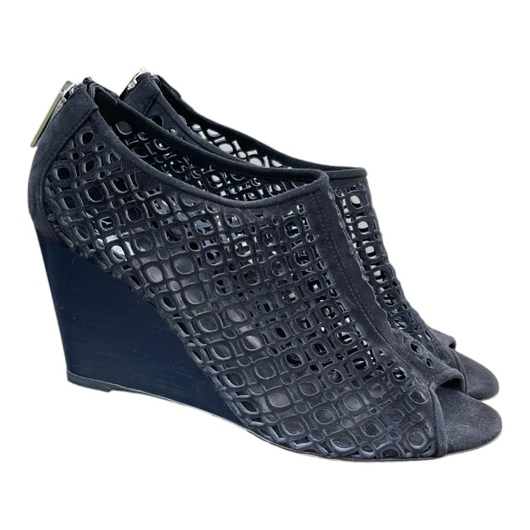 Aquatalia Shelly Lattice Peep Toe Wedge Heels Size 9 New $495