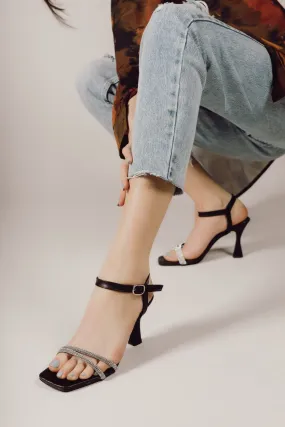Black Skin Woman Heels Shoes 0012349