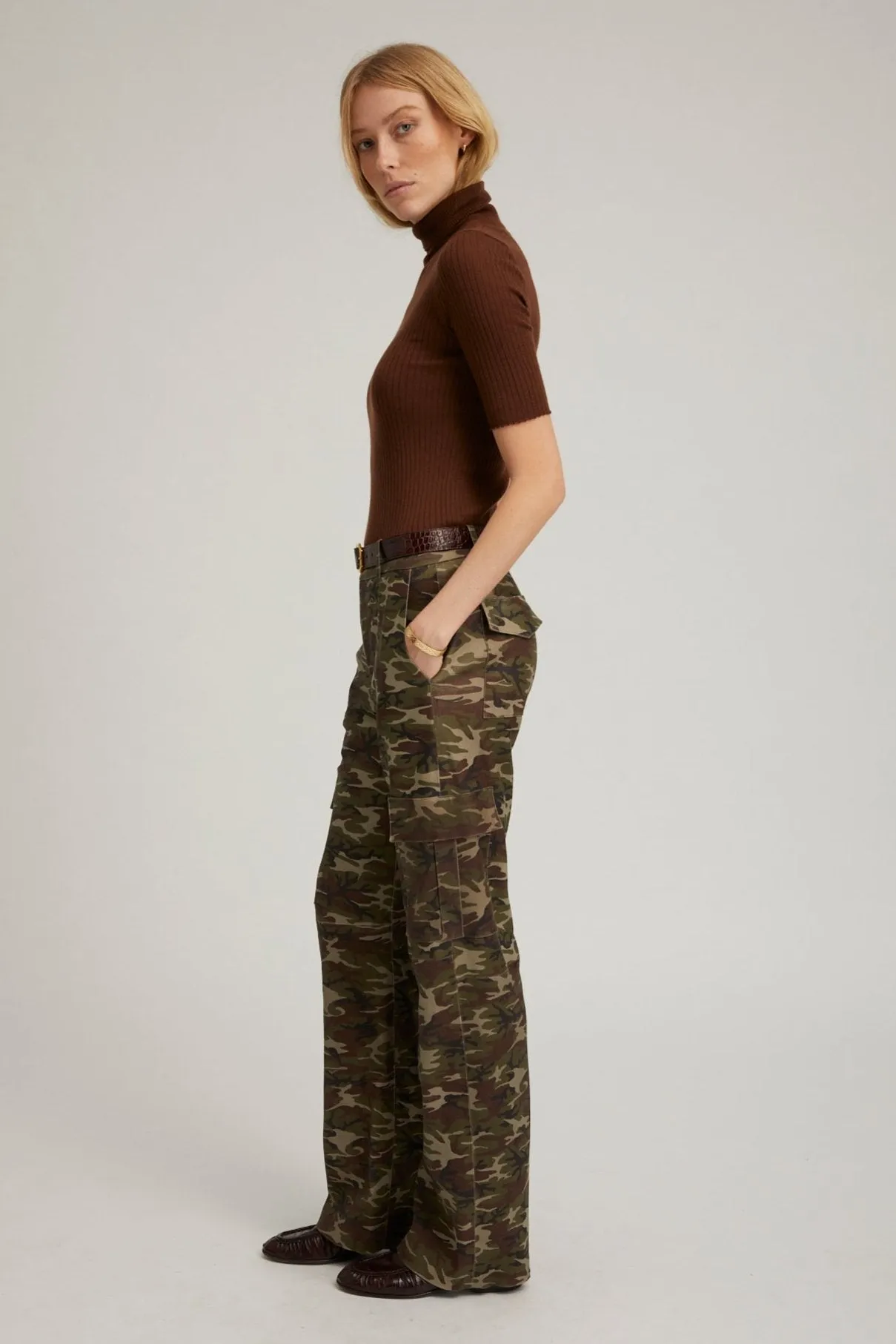 Camouflage Leather Cargo Trousers PR