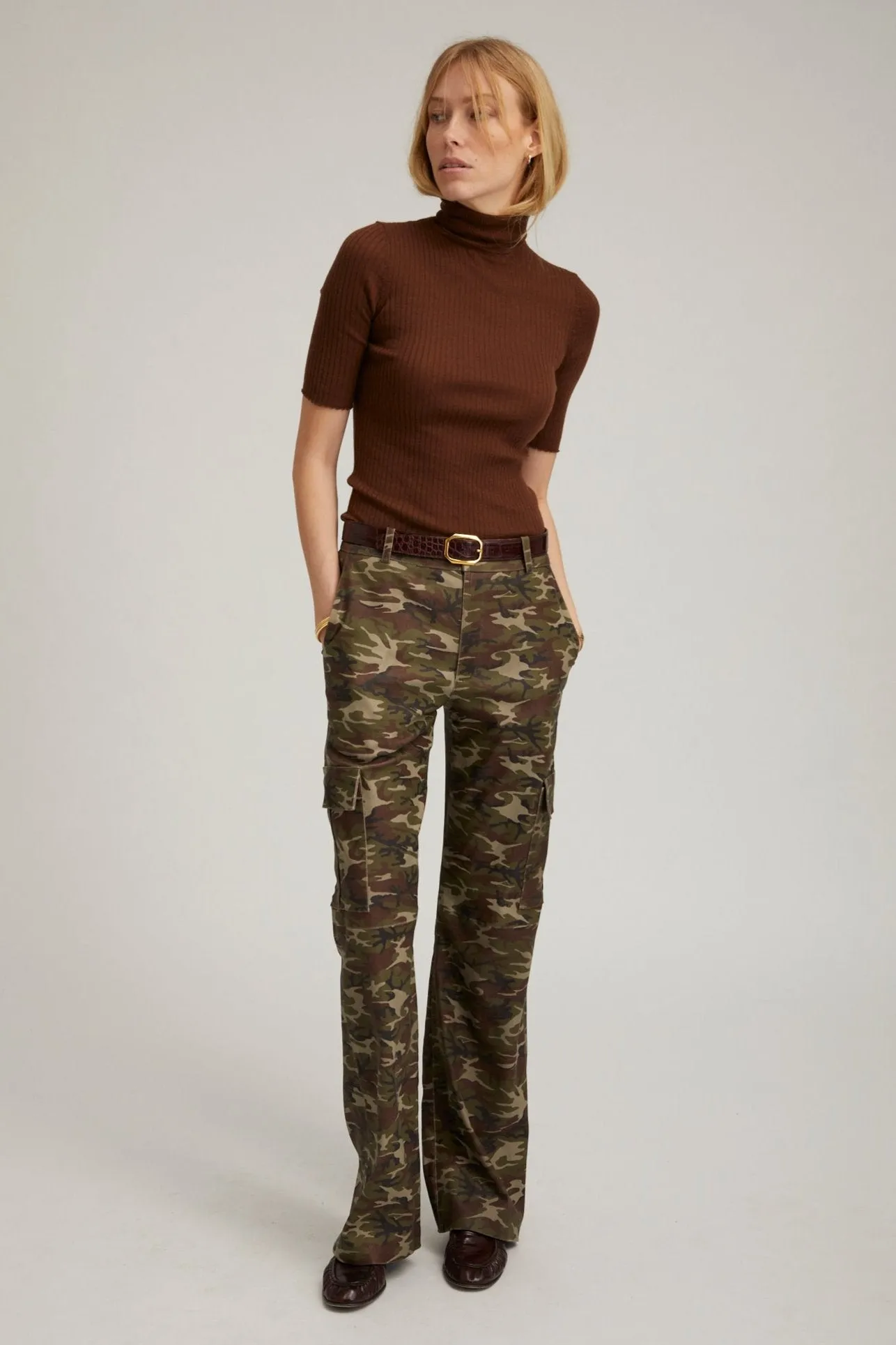 Camouflage Leather Cargo Trousers PR