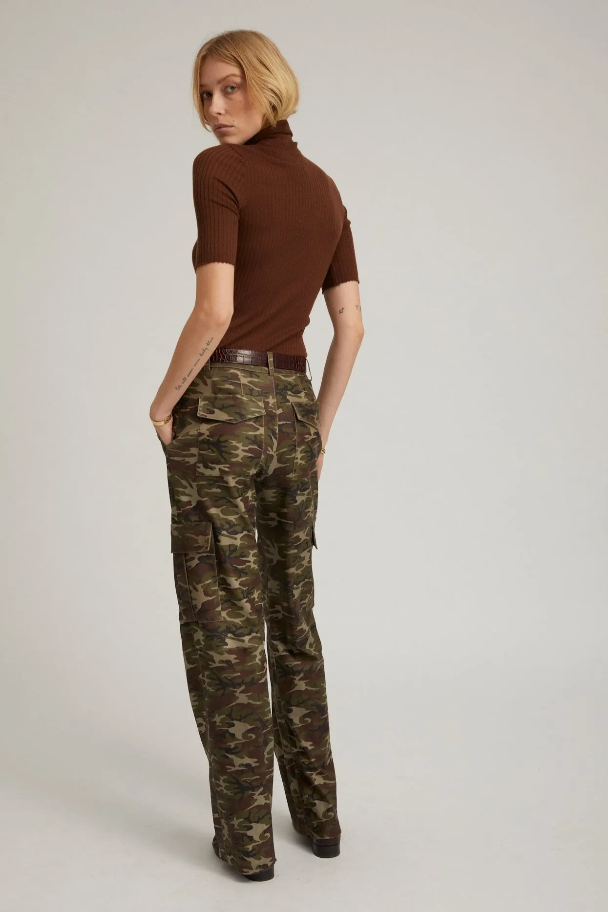 Camouflage Leather Cargo Trousers PR