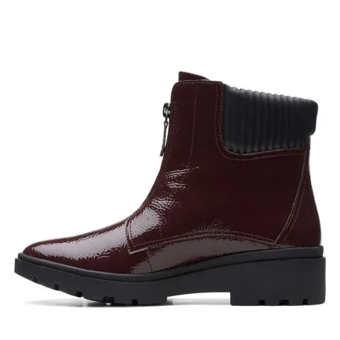 Clarks Calla Zip Burgundy Patent Boots