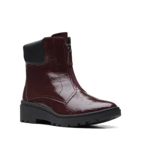 Clarks Calla Zip Burgundy Patent Boots