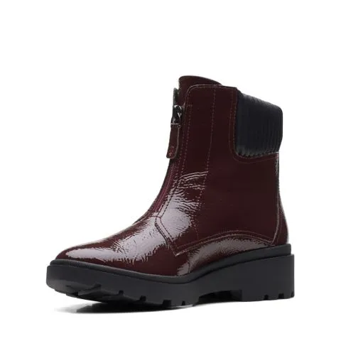 Clarks Calla Zip Burgundy Patent Boots
