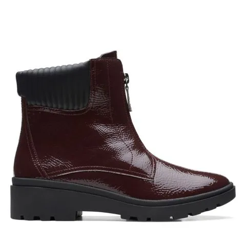 Clarks Calla Zip Burgundy Patent Boots