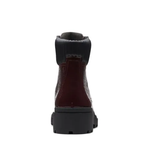 Clarks Calla Zip Burgundy Patent Boots