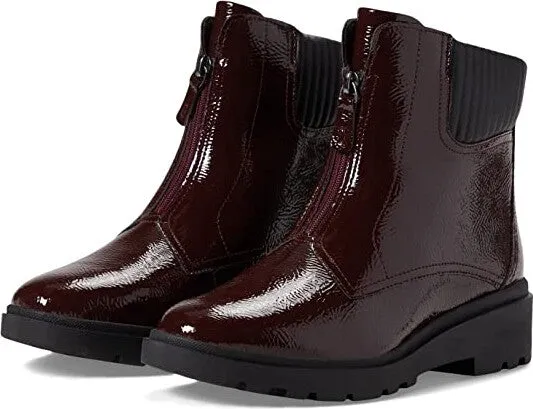 Clarks Calla Zip Burgundy Patent Boots