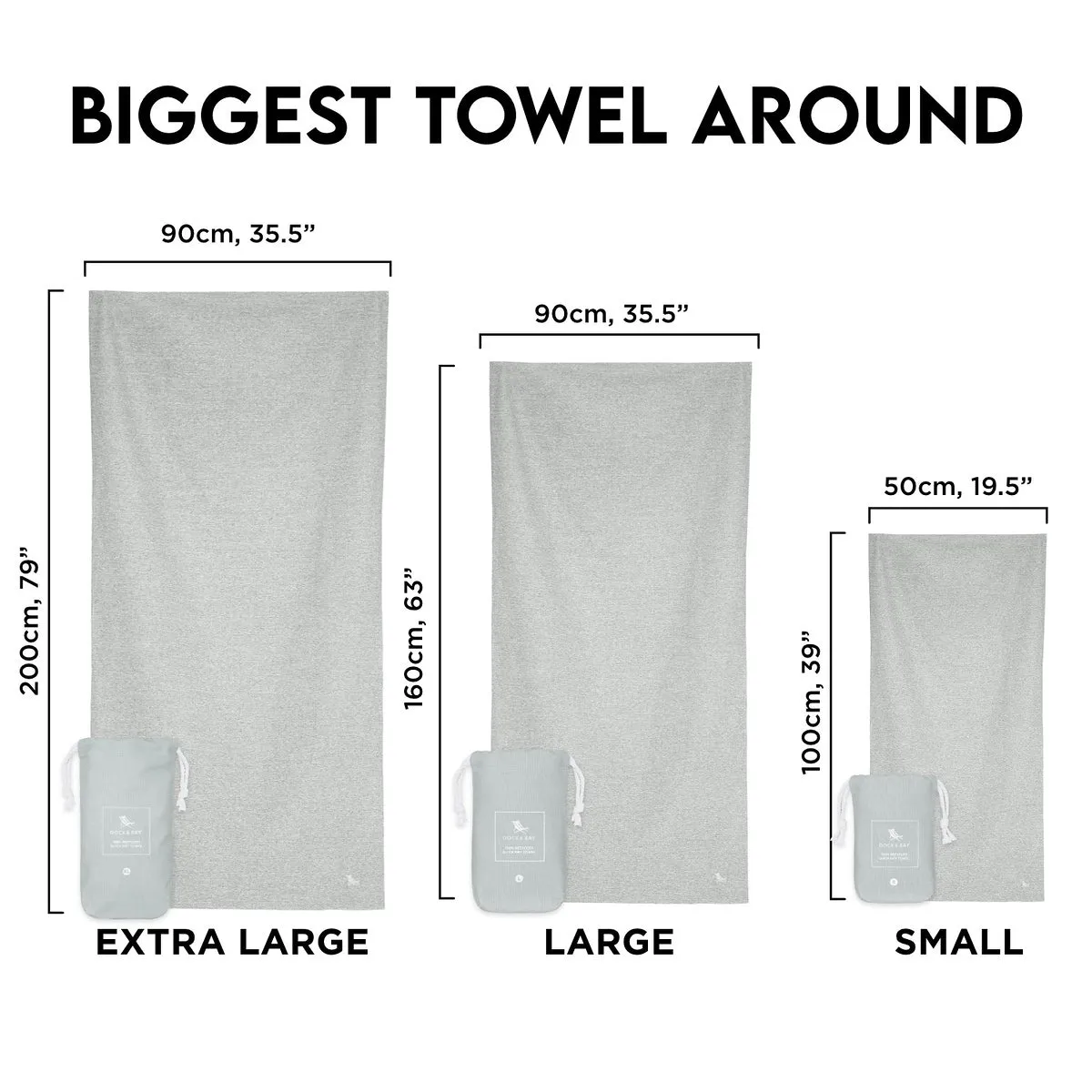 Dock & Bay Quick Dry Towels - Mountain Grey - Customized Embroidery Personalized for You