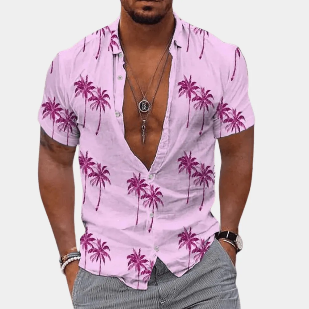 Men's Relaxed Fit Short Sleeve Shirt: Tropical Print