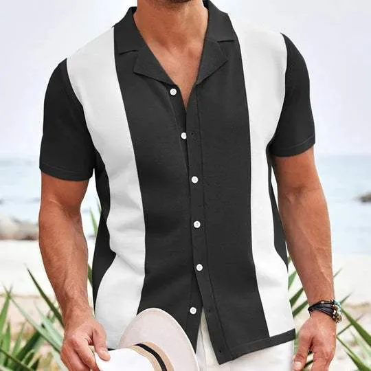 Men's Relaxed Fit Summer Shirt: Breathable Cotton, Vertical Stripes