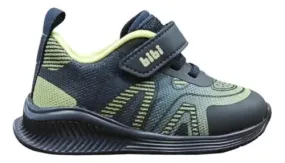 Navy and lime green sneaker