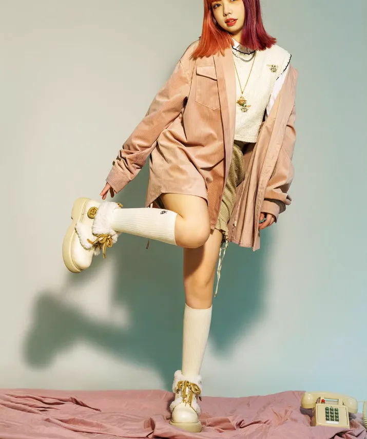 Sheep Puff~Retro Lolita Warm Snow Boots Multicolors