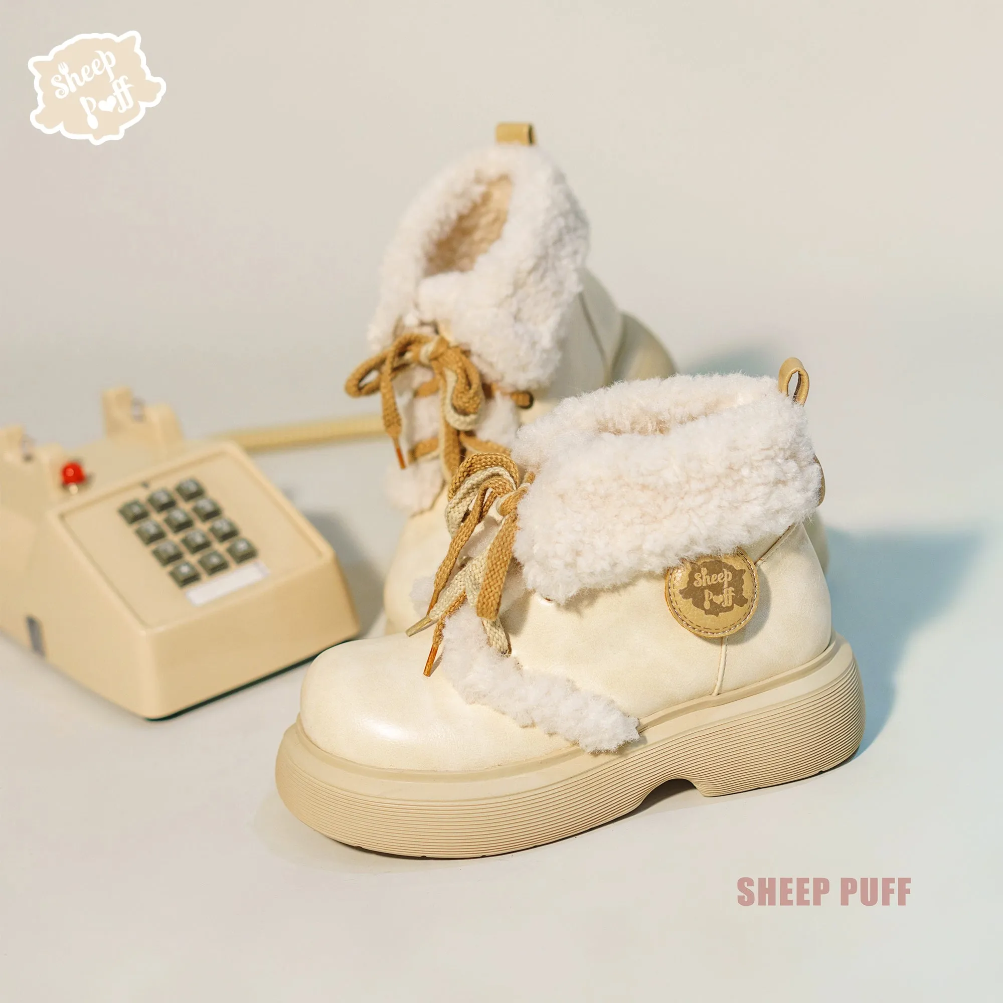 Sheep Puff~Retro Lolita Warm Snow Boots Multicolors