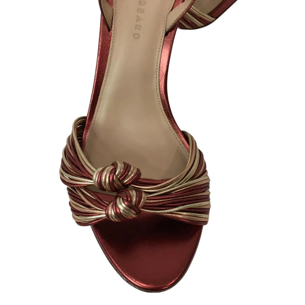 Veronica Beard Alessia Red Gold Metallic Color Leather Sandals