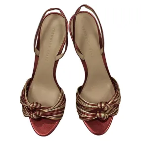 Veronica Beard Alessia Red Gold Metallic Color Leather Sandals
