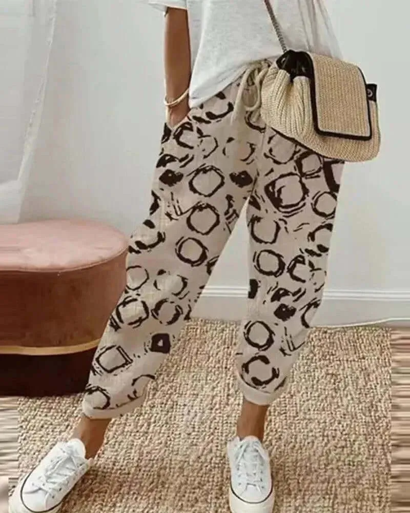 Women's Striped Cotton Linen Casual Pants: Relaxed Fit, Drawstring Waist