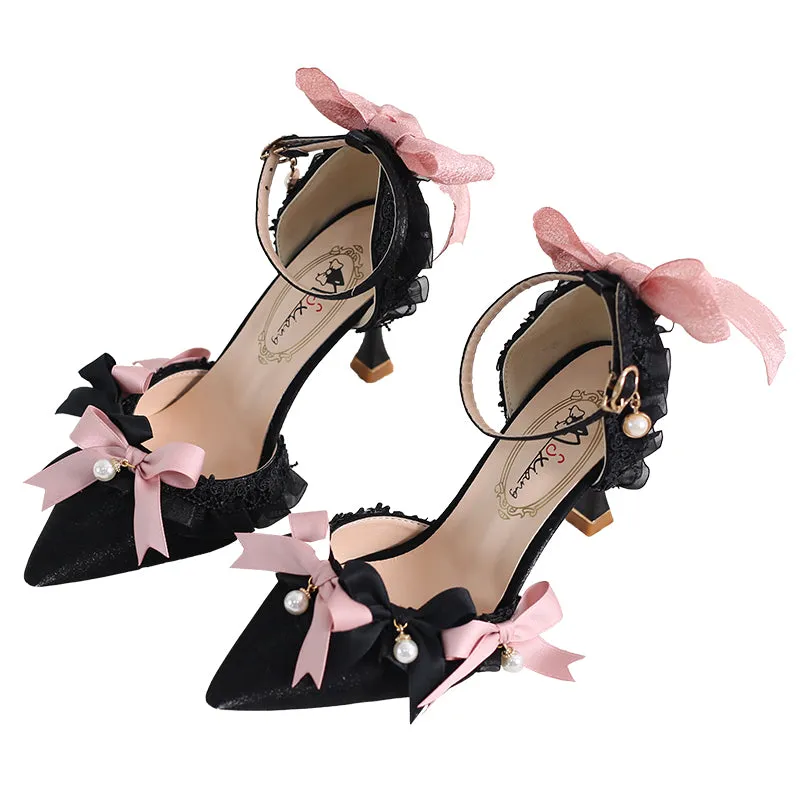 Xiaogui~Black Purple Pointed Toe Classic Lolita High Heels