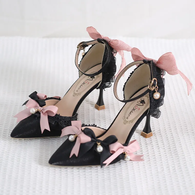 Xiaogui~Black Purple Pointed Toe Classic Lolita High Heels