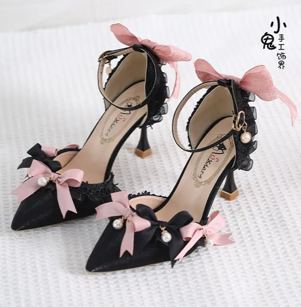 Xiaogui~Black Purple Pointed Toe Classic Lolita High Heels