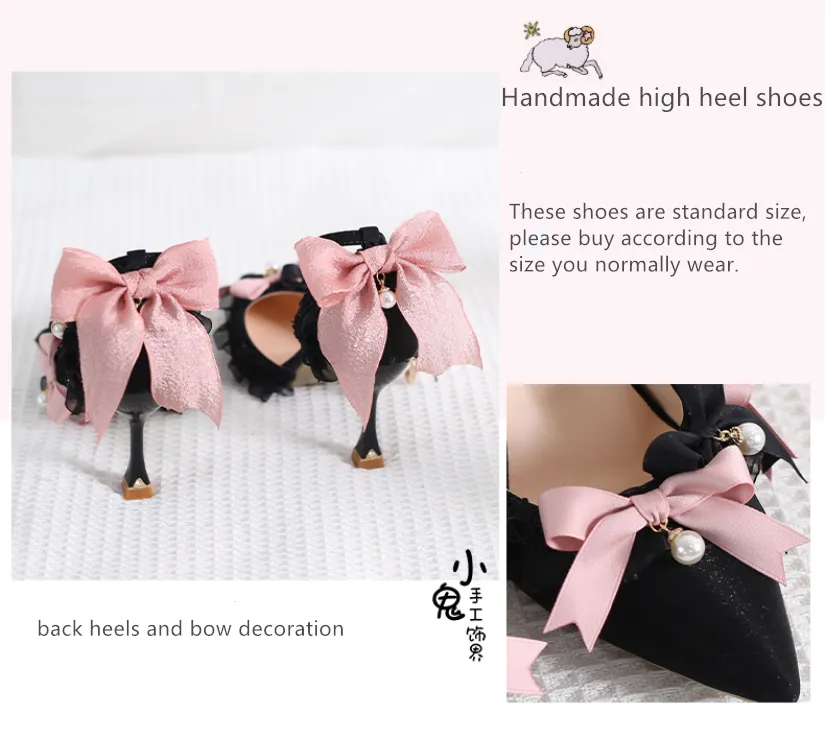 Xiaogui~Black Purple Pointed Toe Classic Lolita High Heels