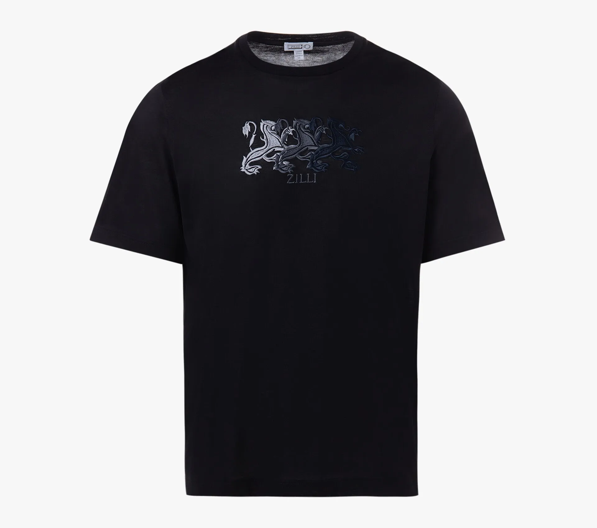 Zilli Black T-shirt with Triple Griffon Embroidery