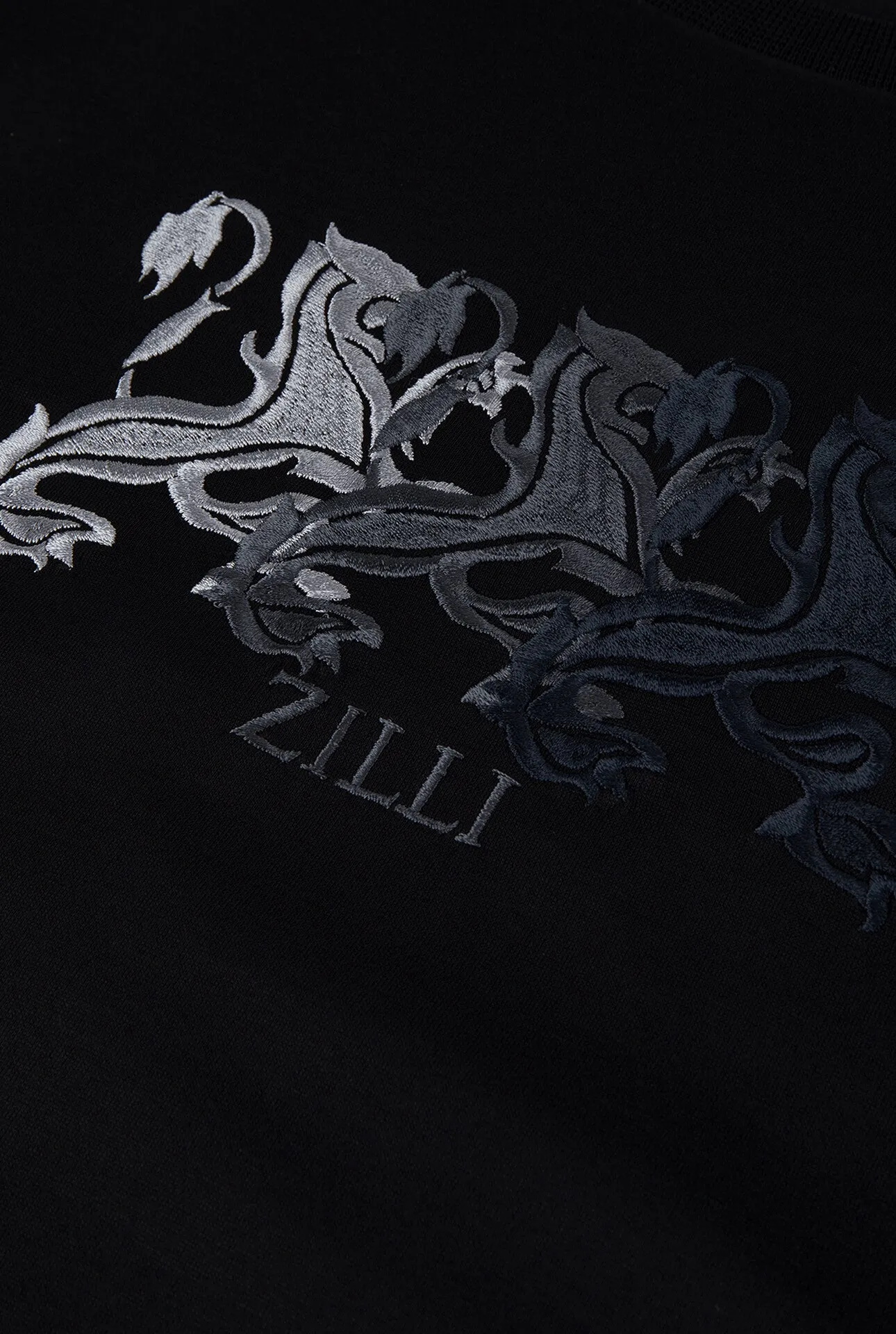 Zilli Black T-shirt with Triple Griffon Embroidery